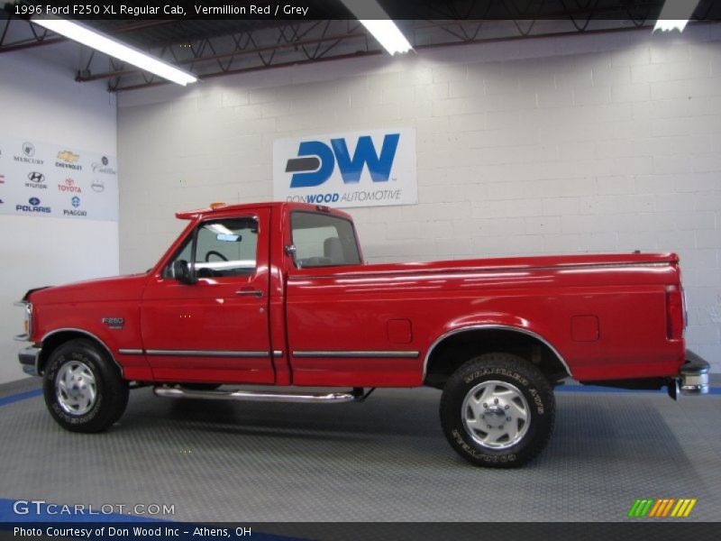 Vermillion Red / Grey 1996 Ford F250 XL Regular Cab