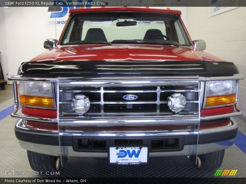 Vermillion Red / Grey 1996 Ford F250 XL Regular Cab