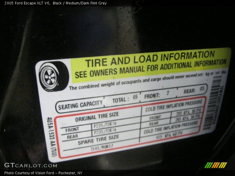 Black / Medium/Dark Flint Grey 2005 Ford Escape XLT V6