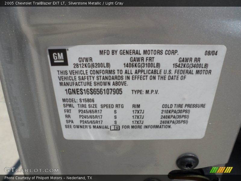 Silverstone Metallic / Light Gray 2005 Chevrolet TrailBlazer EXT LT