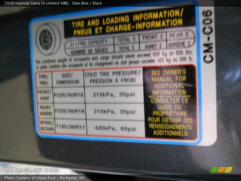 Slate Blue / Black 2008 Hyundai Santa Fe Limited 4WD