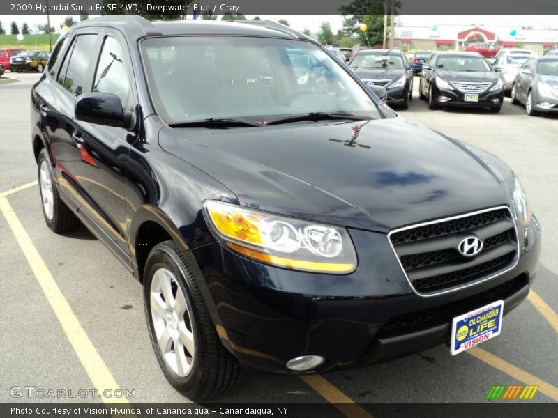 Deepwater Blue / Gray 2009 Hyundai Santa Fe SE 4WD