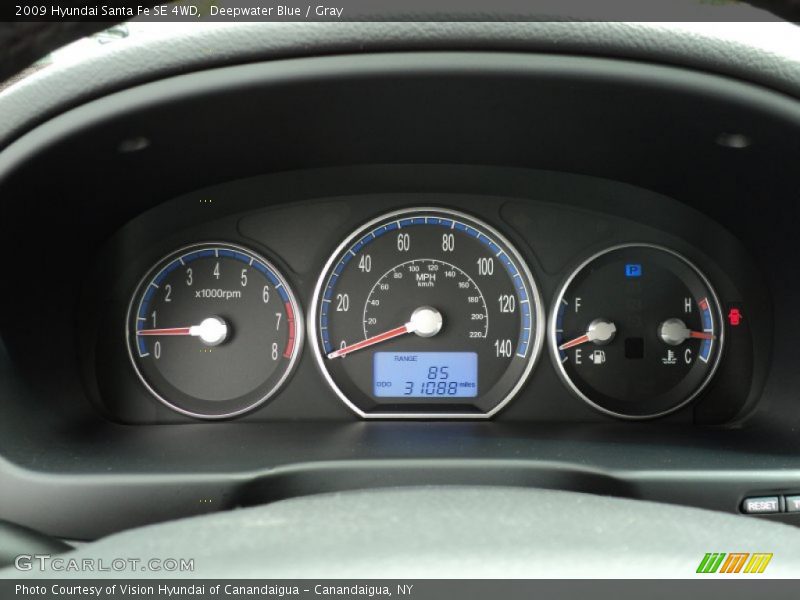 Deepwater Blue / Gray 2009 Hyundai Santa Fe SE 4WD