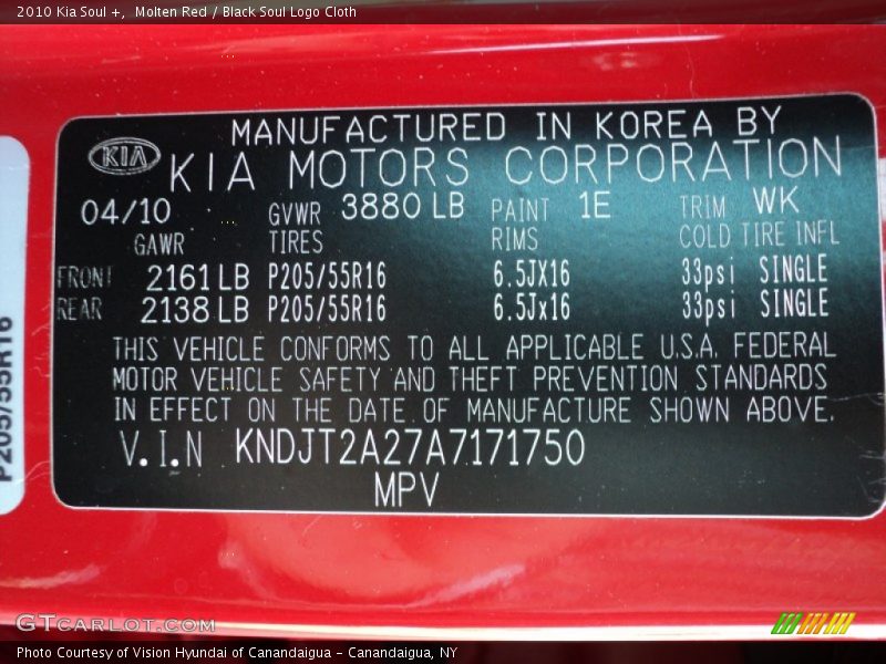 Molten Red / Black Soul Logo Cloth 2010 Kia Soul +