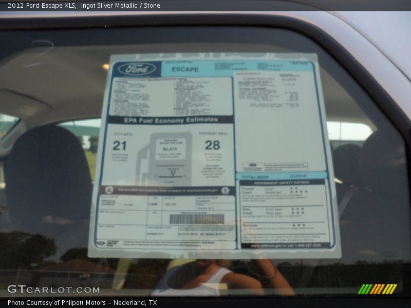  2012 Escape XLS Window Sticker