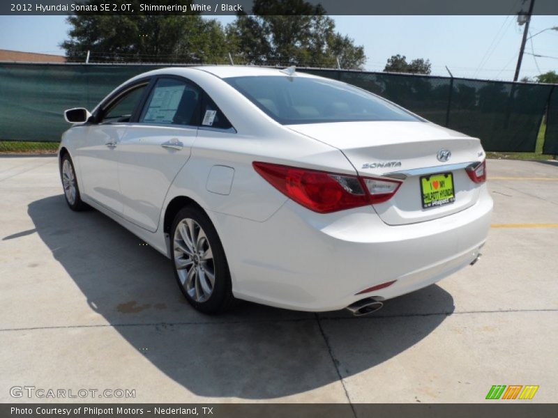 Shimmering White / Black 2012 Hyundai Sonata SE 2.0T