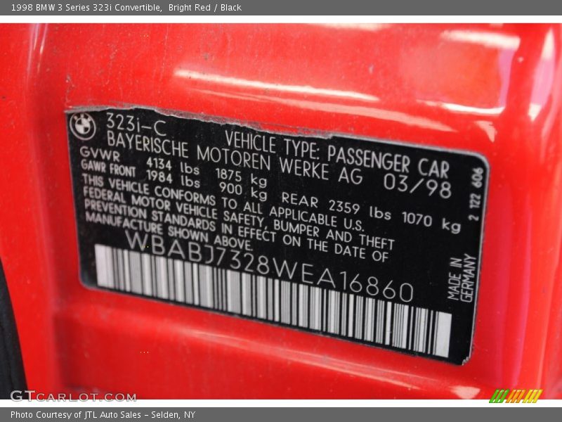 Bright Red / Black 1998 BMW 3 Series 323i Convertible