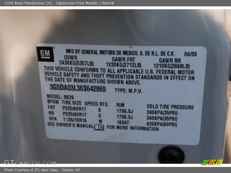 Cappuccino Frost Metallic / Neutral 2006 Buick Rendezvous CXL