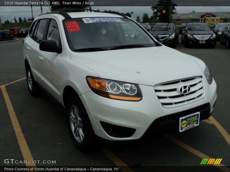 Pearl White / Beige 2010 Hyundai Santa Fe GLS 4WD