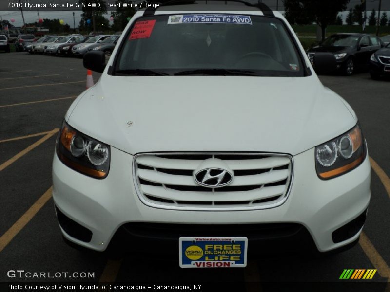 Pearl White / Beige 2010 Hyundai Santa Fe GLS 4WD