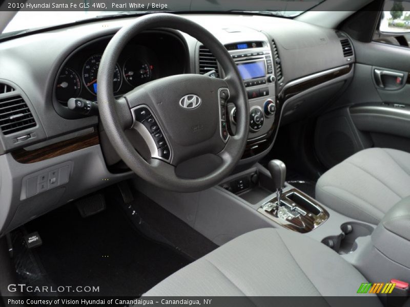 Pearl White / Beige 2010 Hyundai Santa Fe GLS 4WD