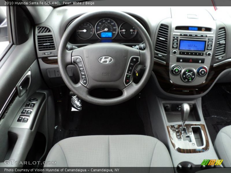 Pearl White / Beige 2010 Hyundai Santa Fe GLS 4WD