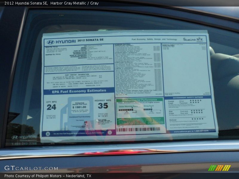  2012 Sonata SE Window Sticker