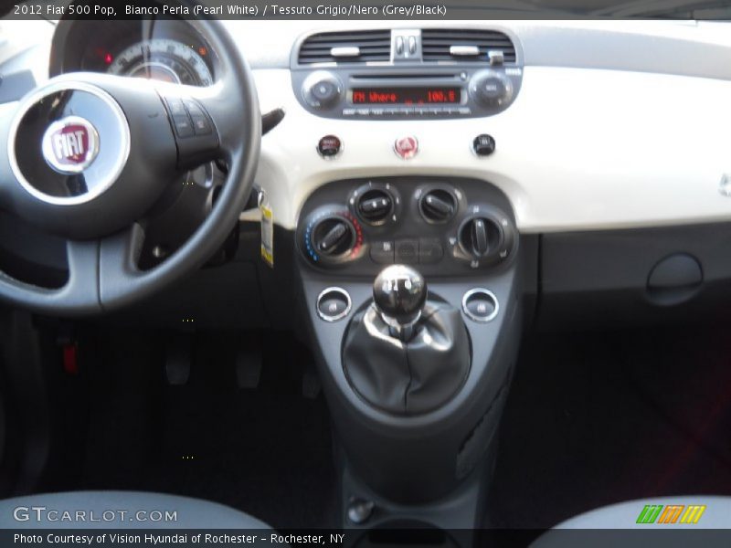Bianco Perla (Pearl White) / Tessuto Grigio/Nero (Grey/Black) 2012 Fiat 500 Pop