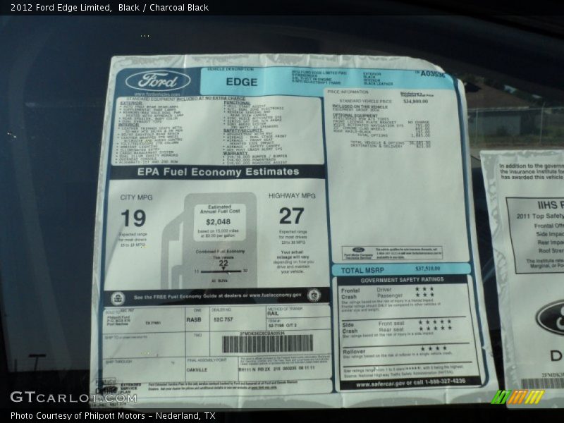 Black / Charcoal Black 2012 Ford Edge Limited