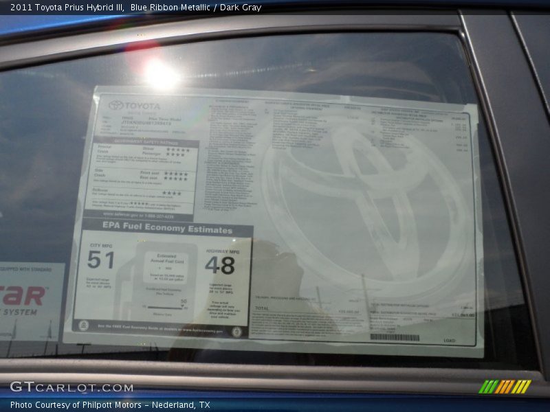 Blue Ribbon Metallic / Dark Gray 2011 Toyota Prius Hybrid III