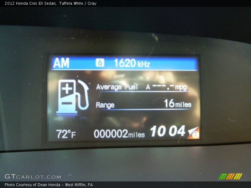 Taffeta White / Gray 2012 Honda Civic EX Sedan