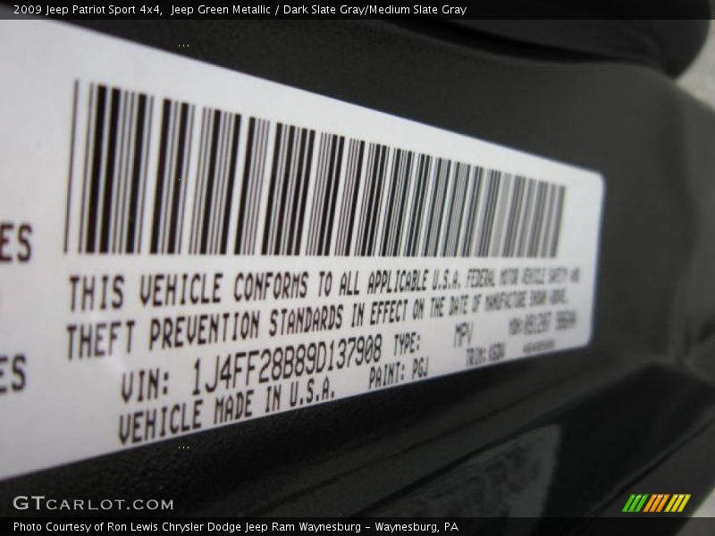 Jeep Green Metallic / Dark Slate Gray/Medium Slate Gray 2009 Jeep Patriot Sport 4x4