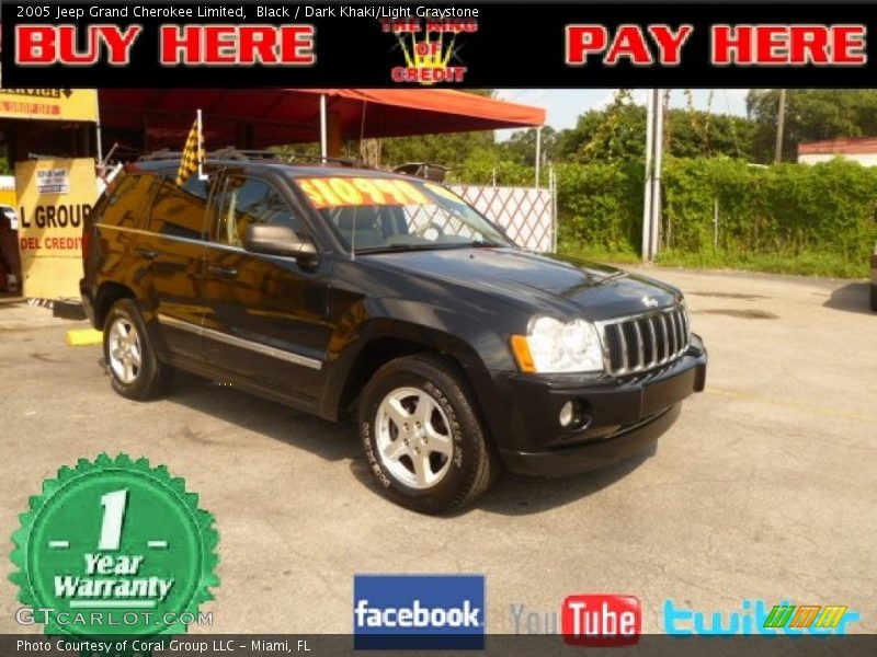 Black / Dark Khaki/Light Graystone 2005 Jeep Grand Cherokee Limited