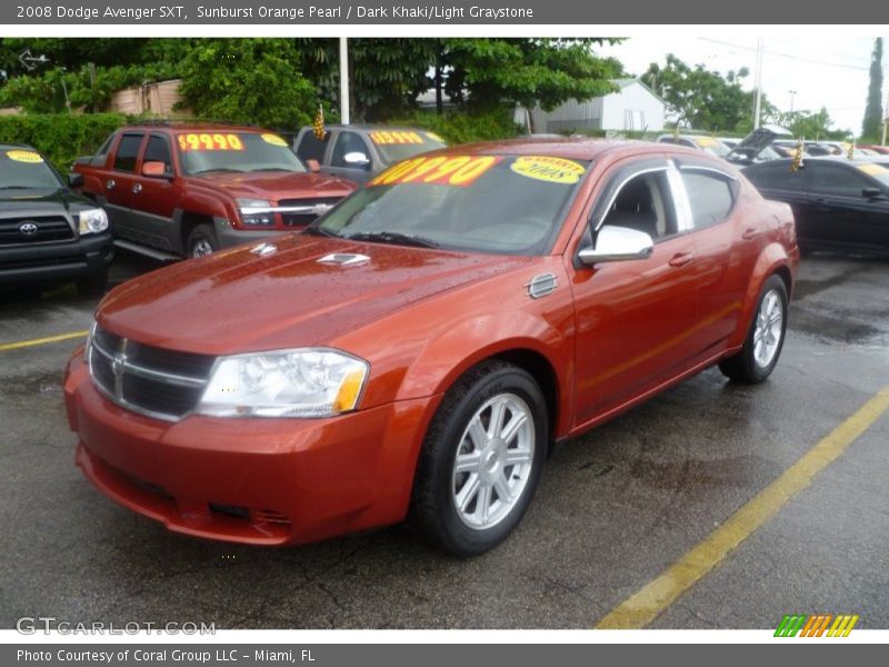 Sunburst Orange Pearl / Dark Khaki/Light Graystone 2008 Dodge Avenger SXT