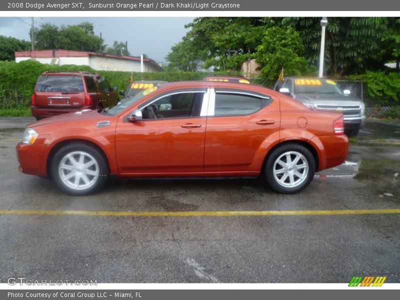 Sunburst Orange Pearl / Dark Khaki/Light Graystone 2008 Dodge Avenger SXT