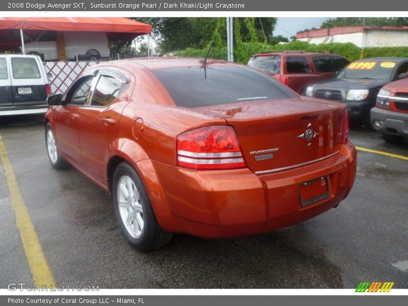 Sunburst Orange Pearl / Dark Khaki/Light Graystone 2008 Dodge Avenger SXT