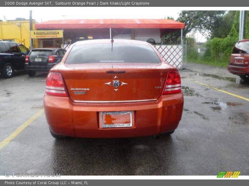 Sunburst Orange Pearl / Dark Khaki/Light Graystone 2008 Dodge Avenger SXT
