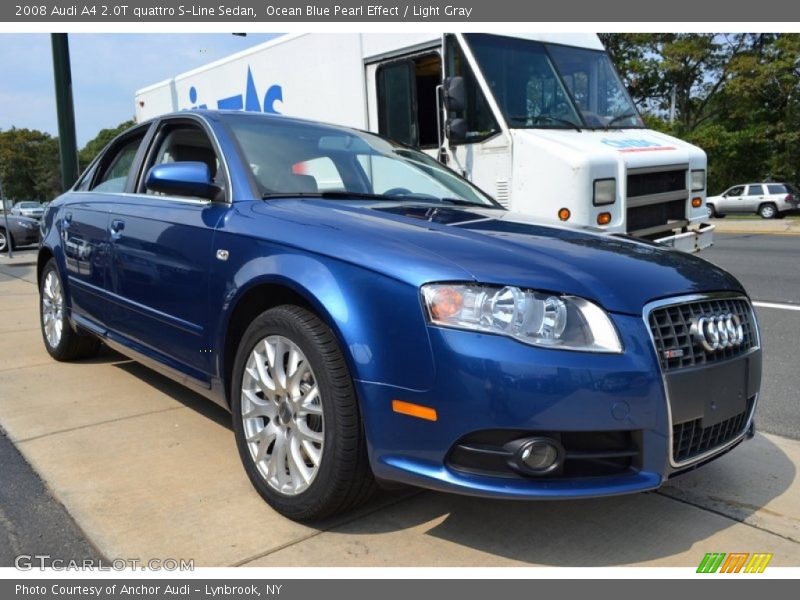 Ocean Blue Pearl Effect / Light Gray 2008 Audi A4 2.0T quattro S-Line Sedan