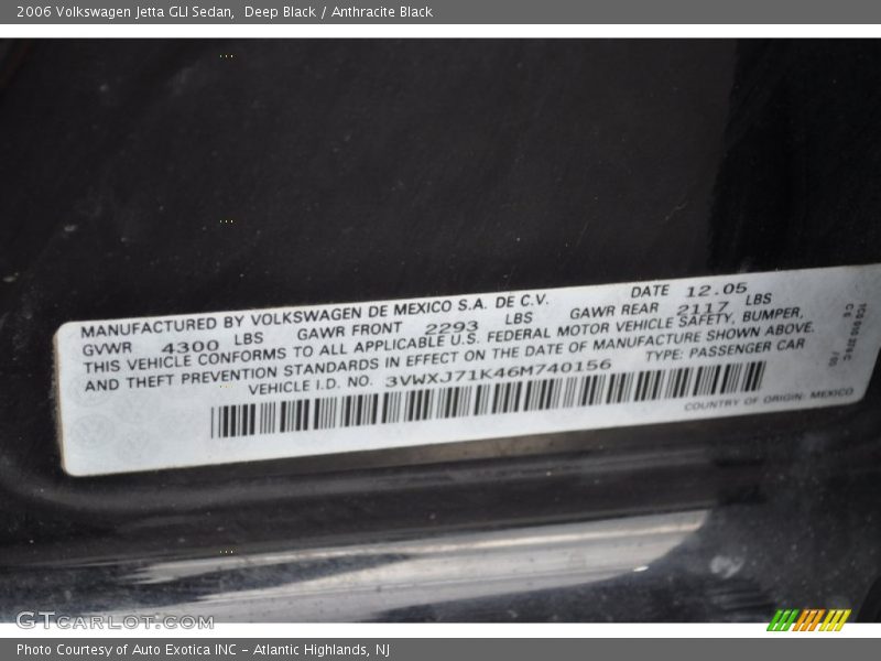 Deep Black / Anthracite Black 2006 Volkswagen Jetta GLI Sedan