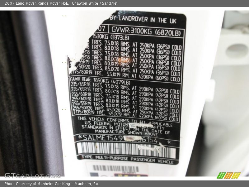 Chawton White / Sand/Jet 2007 Land Rover Range Rover HSE