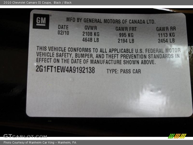 Black / Black 2010 Chevrolet Camaro SS Coupe