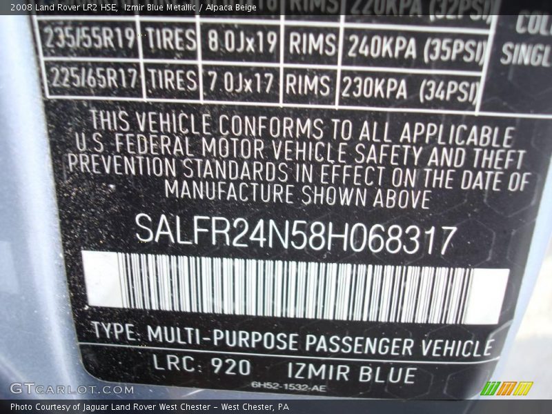 Izmir Blue Metallic / Alpaca Beige 2008 Land Rover LR2 HSE