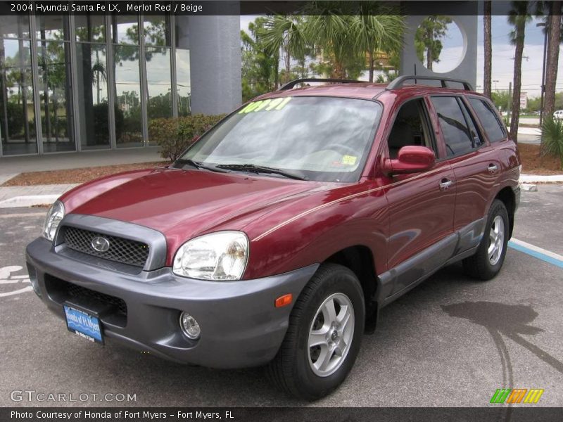 Merlot Red / Beige 2004 Hyundai Santa Fe LX