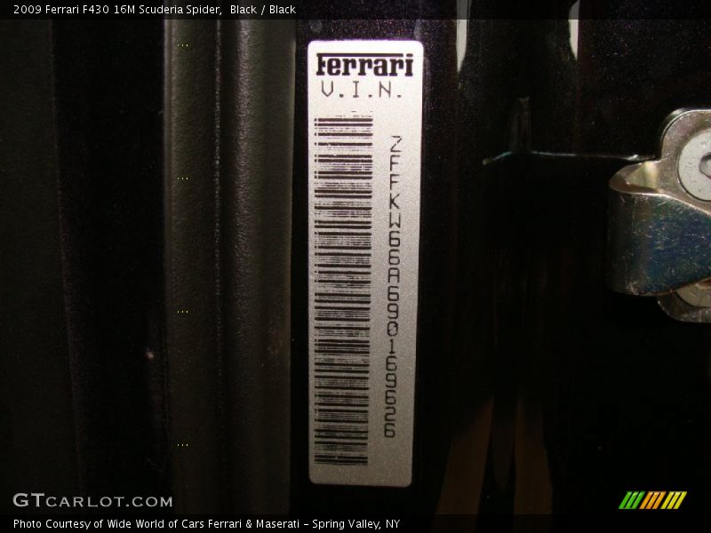 Info Tag of 2009 F430 16M Scuderia Spider