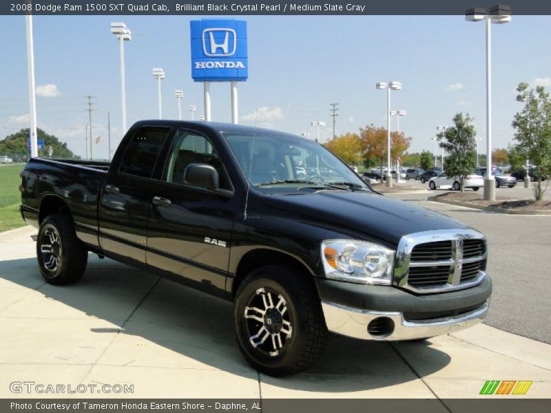 Brilliant Black Crystal Pearl / Medium Slate Gray 2008 Dodge Ram 1500 SXT Quad Cab