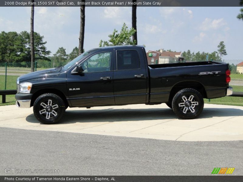 Brilliant Black Crystal Pearl / Medium Slate Gray 2008 Dodge Ram 1500 SXT Quad Cab