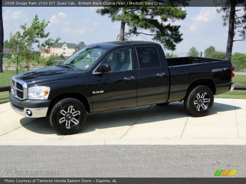 Brilliant Black Crystal Pearl / Medium Slate Gray 2008 Dodge Ram 1500 SXT Quad Cab