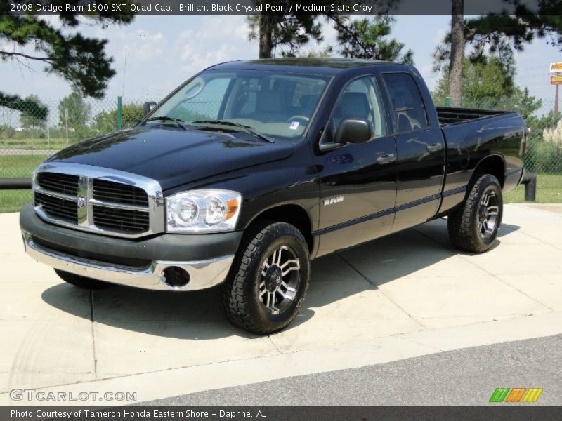 Brilliant Black Crystal Pearl / Medium Slate Gray 2008 Dodge Ram 1500 SXT Quad Cab
