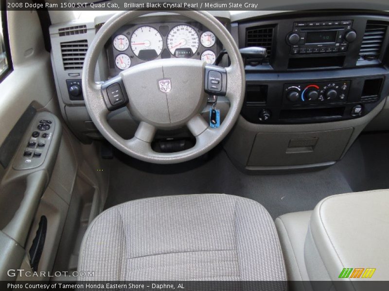 Brilliant Black Crystal Pearl / Medium Slate Gray 2008 Dodge Ram 1500 SXT Quad Cab