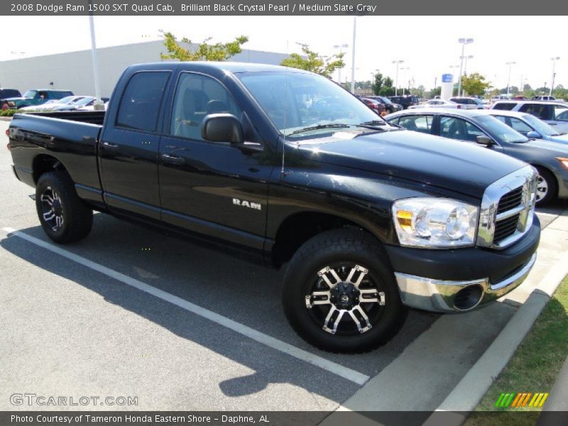 Brilliant Black Crystal Pearl / Medium Slate Gray 2008 Dodge Ram 1500 SXT Quad Cab