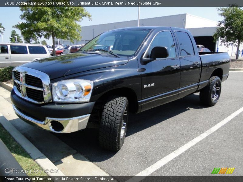Brilliant Black Crystal Pearl / Medium Slate Gray 2008 Dodge Ram 1500 SXT Quad Cab