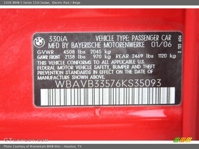 Electric Red / Beige 2006 BMW 3 Series 330i Sedan