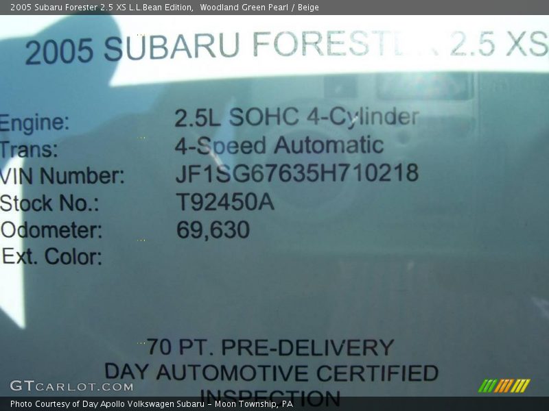 Woodland Green Pearl / Beige 2005 Subaru Forester 2.5 XS L.L.Bean Edition