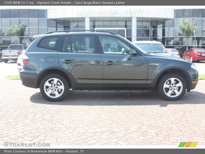 Highland Green Metallic / Sand Beige/Black Nevada Leather 2008 BMW X3 3.0si