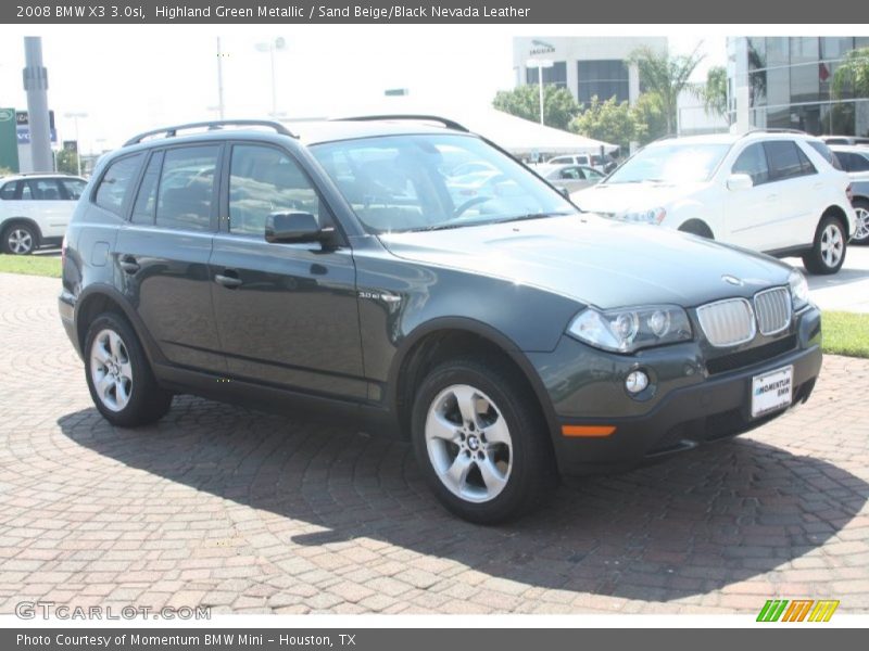 Highland Green Metallic / Sand Beige/Black Nevada Leather 2008 BMW X3 3.0si