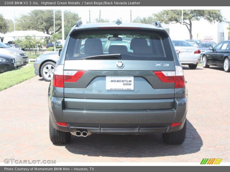Highland Green Metallic / Sand Beige/Black Nevada Leather 2008 BMW X3 3.0si