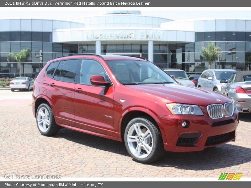 Vermillion Red Metallic / Sand Beige Nevada Leather 2011 BMW X3 xDrive 35i