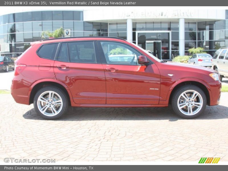 Vermillion Red Metallic / Sand Beige Nevada Leather 2011 BMW X3 xDrive 35i