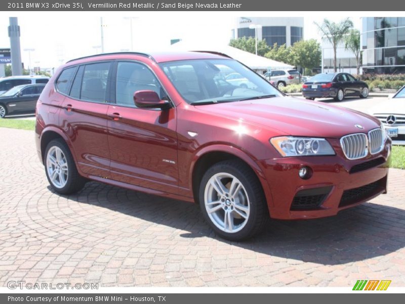Vermillion Red Metallic / Sand Beige Nevada Leather 2011 BMW X3 xDrive 35i