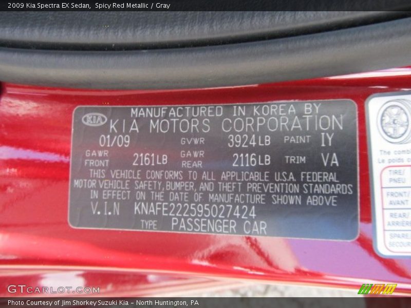 Spicy Red Metallic / Gray 2009 Kia Spectra EX Sedan